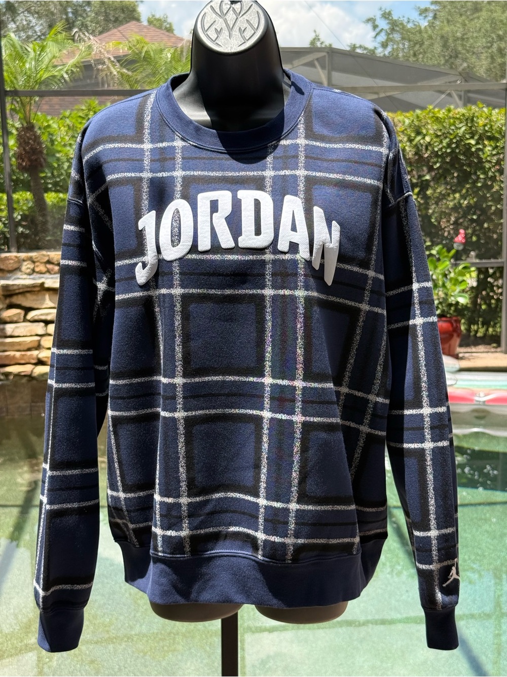 Jordan Womens Plaid Fleece Sweatshirt Loose Fit Size M NEW HM5498-410